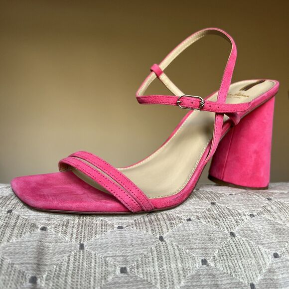 Sam Edelman Kit Dahlia Pink Strappy Sandal Women’s 11 Block Heel Barbie Wicked - Picture 1 of 16